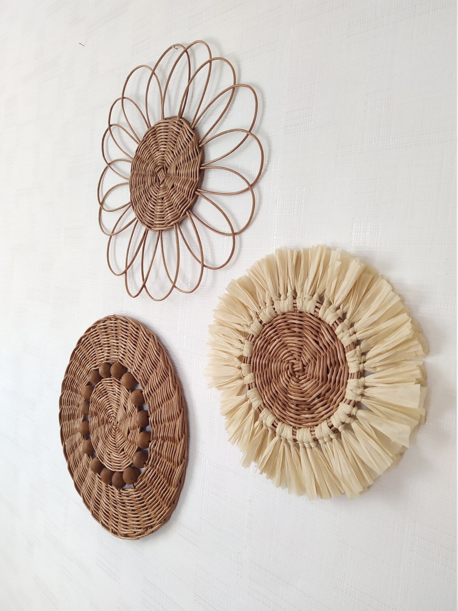 Boho wall plates to choose from Melange wicker plates Boho Etsy