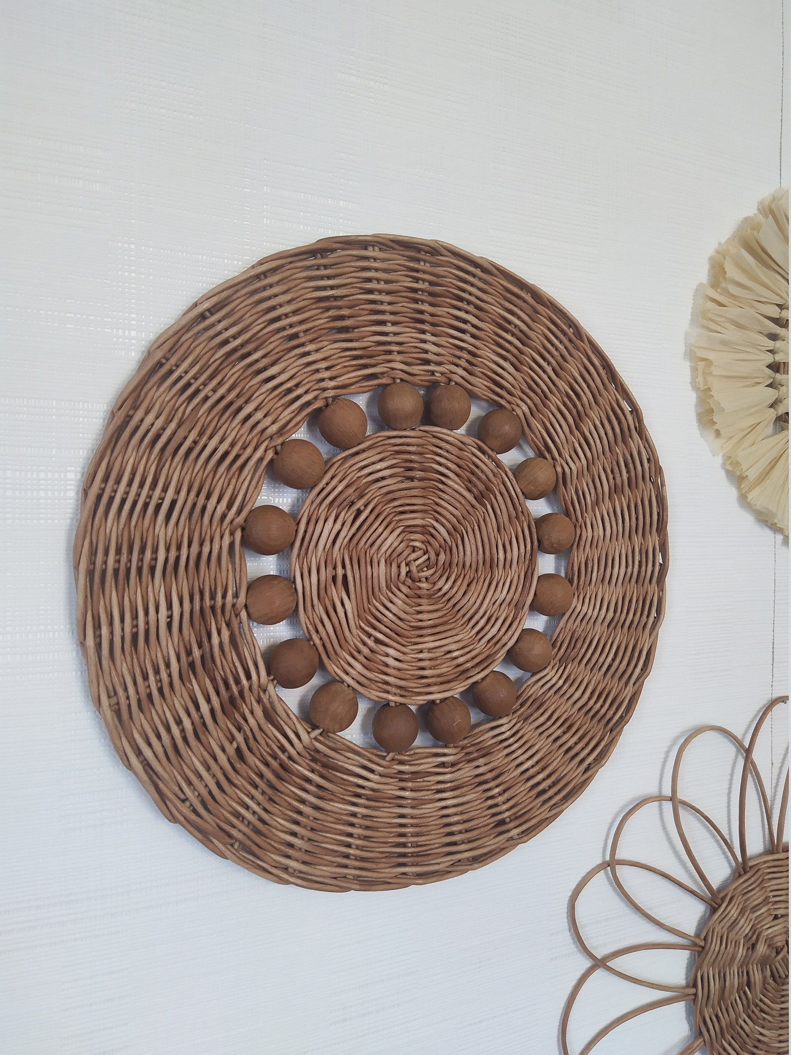 Boho wall plates to choose from Melange wicker plates Boho Etsy