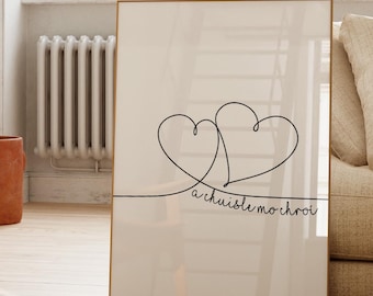 A Chuisle Mo Chroí Irish Love Hearts Print: Valentine's Day Decor (Digital Download)