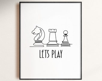 Chess Decor, Chess Poster, Chess Print, Chess Art, Chess Gift, Chess Lover gifts, Gift for Chess Player, Chess Printable
