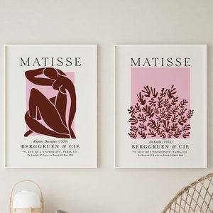 Matisse Set of 2 Wall Art, Matisse Print Set, Pink Matisse Prints, Henri Matisse Poster, Printable Download, DIGITAL Download