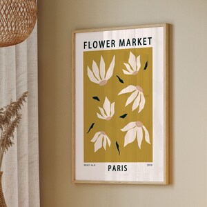 PARIS Flower market poster Love Paris Wall Art Gift Trendy abstract floral art print for Paris Lover Retro flower print digital download image 2