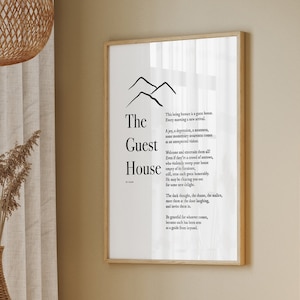 RUMI Quote, Rumi print, Rumi Wall Art, Rumi poem, Rumi&#39;s The Guest House poem, Rumi Art, Inspirational Quote Home Decor