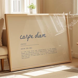 Definizione di Carpe Diem Stampa Mindfulness Arte murale Decorazione murale latina Citazioni di amore per se stessi Affermazioni positive ispiratrici Arte digitale stampabile