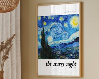 Van Gogh Poster, The Starry Night, Vincent Van Gogh Print, Van Gogh Wall Art Home Decor, Starry Night Poster, Printable Art