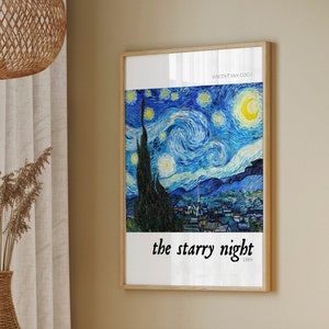 Van Gogh Poster, The Starry Night, Vincent Van Gogh Print, Van Gogh Wall Art Home Decor, Starry Night Poster, Printable Art