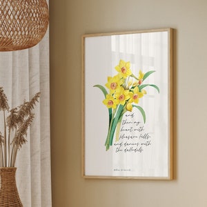 Daffodils Poem, William Wordsworth Poem, Spring DIGITAL Prints, Yellow Daffodils Quote Printable wall art, Easter Home Art, Teacher gift