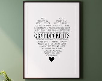 Personalized Grandparents Love Heart Print, Custom Wall Art (Digital)