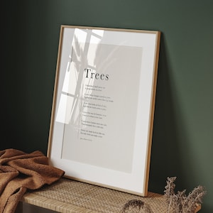 Trees Joyce Kilmer Poem, Printable Poem Joyce Kilmer Trees Poem, Literary Gift, Literature Gifts, Home Decor, Poetry Wall Art