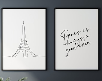 Paris Eiffel Tower Print Set: Minimalist Line Art (Digital Download)