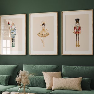 Juego de 3 impresiones de cascanueces para pared, 3 piezas, pósteres de cascanueces navideños, decoración de guardería, decoración navideña para niños, decoraciones navideñas DIGITAL