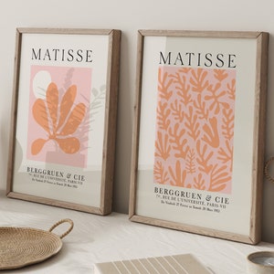 Matisse Set of 2 Prints, Pink Orange Henri Matisse Poster, Abstract Floral Printable, Flowers wall art | Instant DIGITAL DOWNLOAD