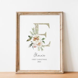Baby&#39;s first Christmas printable personalized gifts, Customised Christmas Prints, Personalised gift Christmas Nursery Wall Art Holiday decor