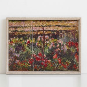 Monet Oil painting, Peony Flowers wall decor, Vintage art print, Antique Floral printable wall art | Vintage Home Prints Digital Download