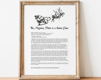 Yes Viriginia There is a Santa Clause Christmas Poem for Kids Room | Christmas Printable Wall Art, Christmas Prints, Digital Downloads