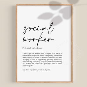 Sozialarbeiter Definition Print Geschenk, Büro Wand Kunst (Digitaler Download)