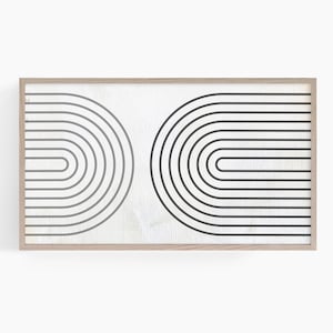 Trendy Modern Frame TV Art Abstract Rainbow Art Grey Mid Century Modern Shapes Print for Smart TV Geometric Minimal Screensaver Digital TV