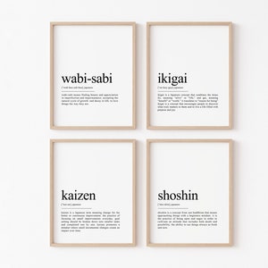 Japanese Definitions Set of 8 Classroom Decor Bundle Kaizen Wall Art Japanese Prints Holistic Living Office Posters, Wabi Sabi Printable