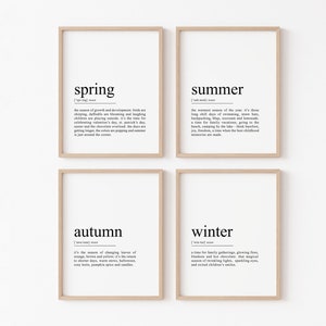 Die vier Jahreszeiten Kunst 4er-Set Jahresposter Frühling Sommer Digitaldrucke Herbst Winter Kinderzimmer Dekor Klassenzimmer druckbare Wandkunst Saisonales Büro