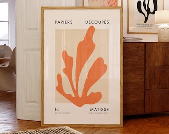 Trending Matisse Set of 2 Prints Orange Matisse Print Set Trendy Botanical Cut-Outs Poster Popular Modern Mid century art Printable Wall Art
