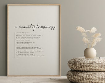 Rumi Poem, A Moment of Happiness, Wedding Gift, Lovers Poem, Love Poem, soulmate poems, soulmate gift, wife gift, printable