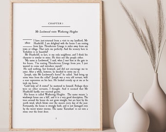 Svindlande höjder kapitel 1-tryck, Emily Brontë, present till bokälskare (digital nedladdning)
