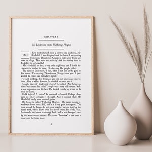 Stampa di Wuthering Heights, Stampe di Emily Brönte, Arte della parete di Wuthering Heights, Regalo per gli amanti dei libri, Regali letterari, Regalo libresco, Stampa della pagina del libro