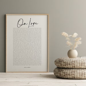 On Love Kahlil Gibran Gedicht, De Profeet, Huwelijkscadeau, Verjaardagscadeau, Verlovingscadeau, afdrukbare muurkunst