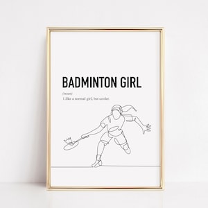 Regalos de bádminton para niñas, Impresión de bádminton, Póster de jugador de bádminton, Impresión de amante del bádminton, Arte de pared imprimible para adolescentes deportistas / DESCARGA DIGITAL
