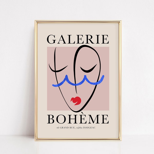 Trendy Modern Art Print, Matisse Poster, Beige Wall Decor, Feminine Exhibition Poster, Printable wall art, Digital Download