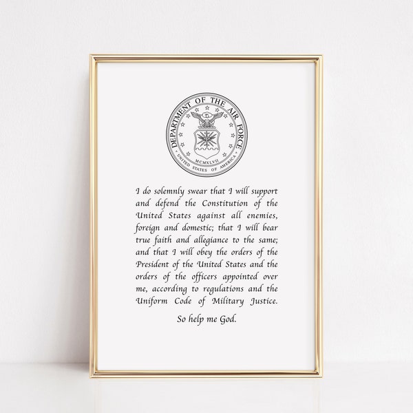 Oath of Enlistment Print, US Air Force print, USAF, us Military Gift, US Armed Forces gift, Veteran gift, Military Graduation gifts