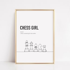 Chess Poster Chess Print Chess Gifts for Girls Chess Girl Present Teenage Room Decor, Classroom Downloads Dorm Wall Prints DIGITAL Art