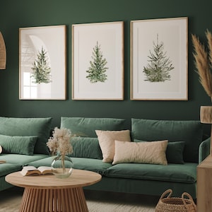Christmas Tree Print Set of 3 Prints Christmas Printable wall art Christmas Decor Snowy Pine Trees Winter Xmas Gallery Wall Set Download