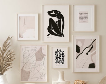 PRINTABLE Digital Wall Art Prints | Neutral Matisse Gallery Wall Set of 6 Posters | DOWNLOADABLE