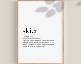 Skifahrer Print, Skifahrer Definition, Skiposter, Skiwand Dekor, Skifahrer Geschenke, Geschenk für Skifahrer, Skifahrer Druck, Digitale Kunst