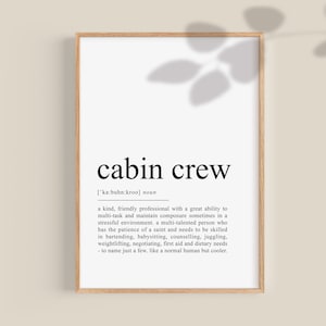 Definição da tripulação de cabine Imprimir presentes da tripulação de cabine, presente do comissário de aeronaveArte de aeronave para impressão Arte de parede Download instantâneo DIGITAL