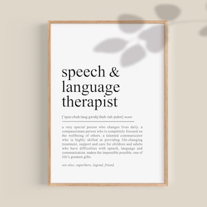 Speech and Language Therapist Definition Print, Speech Therapist Gift, Speech Pathologist gift, graduation gift, wall art