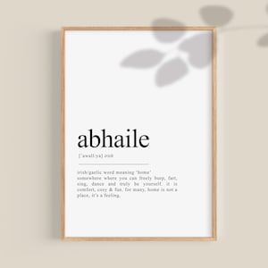 Irish Print, Abhaile Definition Print Irish New Home Decor Irish Gift, Irish Posters Gaelic Art, Gaeilge, Ireland Print, printable wall art
