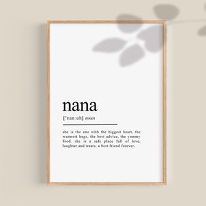 Nana Definition Print, Nana gift, Nana gifts, personalized gifts, gift for her, Nana birthday gift, printable art, gifts for women
