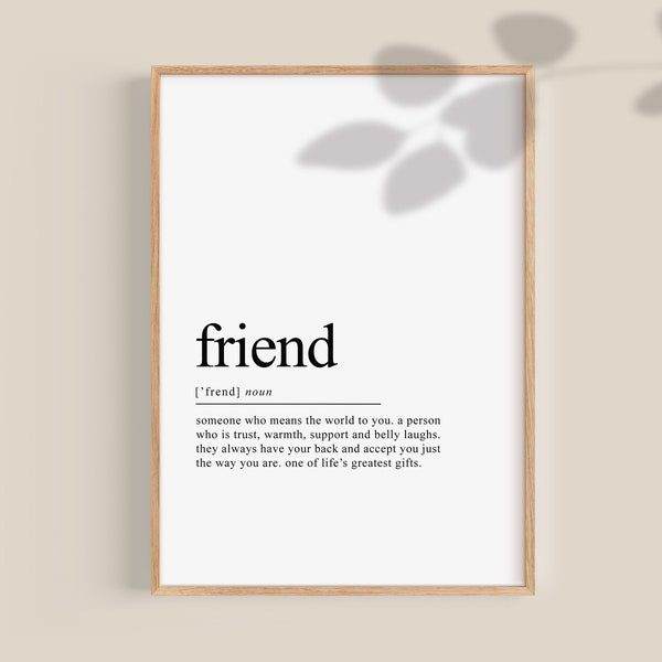 Friend Birthday Gifts, Friend Definition Print, Gift for woman, Special Soul Sister Poster Present | Instant Digital Download