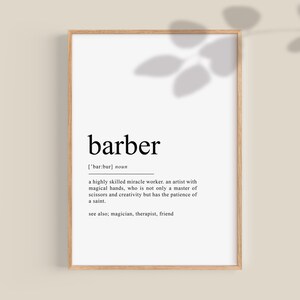 Barber Gifts, Barber Sign, Barber definition print, Barber Shop Poster, Male Hairdresser gift Men's Hairstylist Printable wall art | DIGITAL