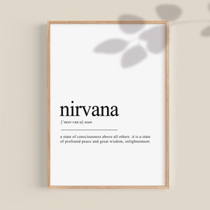 Impressão de parede Nirvana Definição de Nirvana Arte de parede para impressão Cartões de afirmação Pôster da Lei da Atração Manifest Decoração para casa Arte inspiradora para escritório