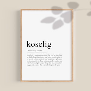 Koselig Print, Koselig Definition Poster, Koselig Wall Art, Koselig Decor, Stampa scandinava, Dicitionary art, stampe digitali