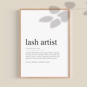 Lash Artist Gift, Lash Artist definition print, Lash Salon Decor, Lash Tech gift, Lash Technician gifts, Lash Salon Printable