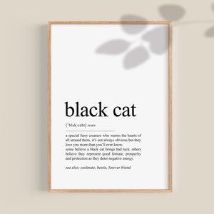 Black Cat Definition Dictionary Art Cat lover gift Halloween Dark Academia wall art Cat mom Poster Crazy Cat lady printable art Download