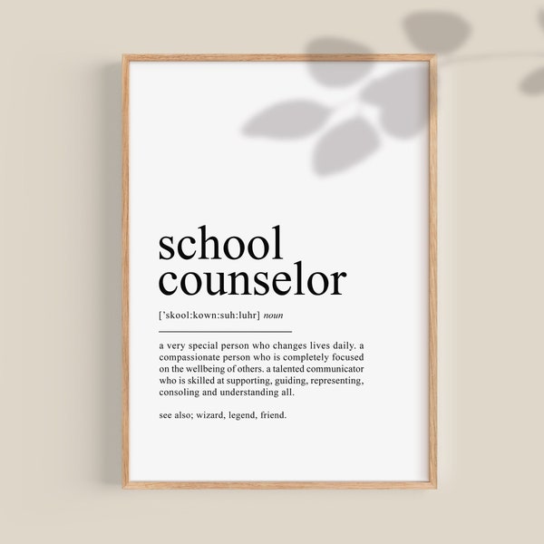 School Counselor Definition Print, School Counsellor Gift, gift for School Psychologist, Guidance Counsellor gift, printable
