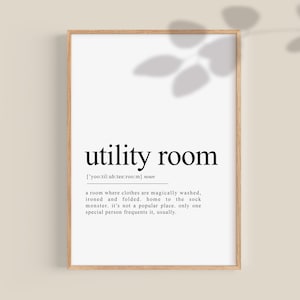 Utility Room Definition, dictionary art, Utility Room Print, Laundry room sign, Laundry Print, printable wall art, Funny decor