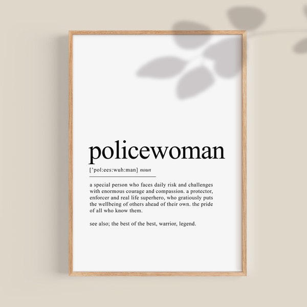Police Officer Gifts, Policewoman definition print, Policewoman gift, Police gifts, police graduation, police gift, police mom