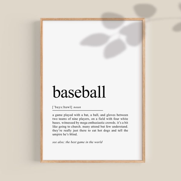 Baseball Definition Print, Baseball Poster, Baseball Mom Geschenk, Baseball Wand, Teen Zimmer Dekor, Fan Geschenk, printable, DOWNLOAD