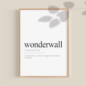 Definición de Wonderwall Impresión Decoración del día de San Valentín Póster de Wonderwall Regalo para amantes de las almas gemelas Regalo lindo para alguien especial Arte imprimible